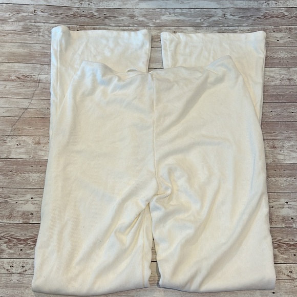 Princess Polly Imogen White Ribbed Ruched Tie Waist Flared Leg Pants - Picture 10 of 12